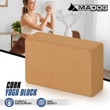 Brown Cork Yoga Block Non-Slip Gym Home Pilates Fitness Stretching Exercise Aid
