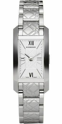 NEW BURBERRY SILVER TONE,STAINLESS STEEL,ROMAN NUMERALS NEW BURBERRY SILVER TONE,STAINLESS STEEL,ROMAN NUMERALS