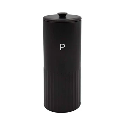 BLACKMOOR Pasta Tin Metal Black Round Spaghetti Food Storage Canister with Airtight Lid