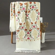 Pashmina Shawls Embroidery Flower Wrap Chal Soft Cashmere Scarf Poncho Cape