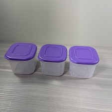 Tupperware Clear Mates Minis Mini 6 oz. Sheer Purple Seals Set of 3 New