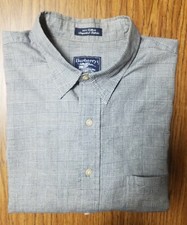 Vtg Burberrys Houndstooth Mens Button-up XL Black/White USA Made
