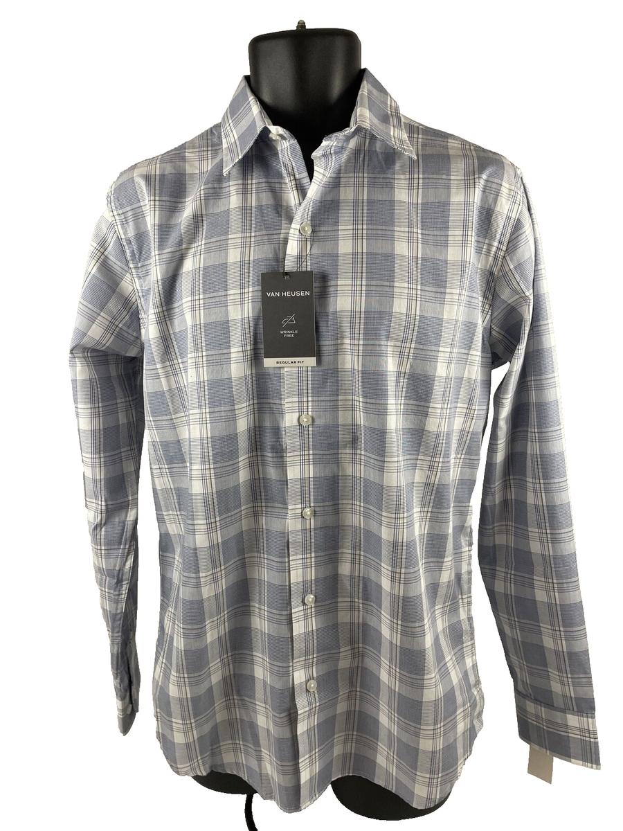 New Mens Van Heusen Regular Fit Wrinkle Free Button Down LS Shirt Sz S  14-14-1/2 | eBay