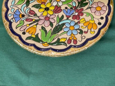 Vintage Ceramicas Sevilla Decorative Plate with 24k Gold Trim Made