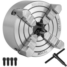 VEVOR Mandrin de Tour à 4 Mâchoires K72-125 125mm 4-Backen 3000tr/min