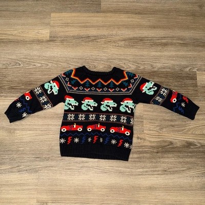 Hanna Andersson Fair Isle Dinosaur Holiday Sweater Kids Size 4 Cozy Winter