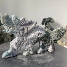 0.9LB 7" Natural Ocean Jasper Dragon Carved Crystal Quartz Reiki Energy Decor