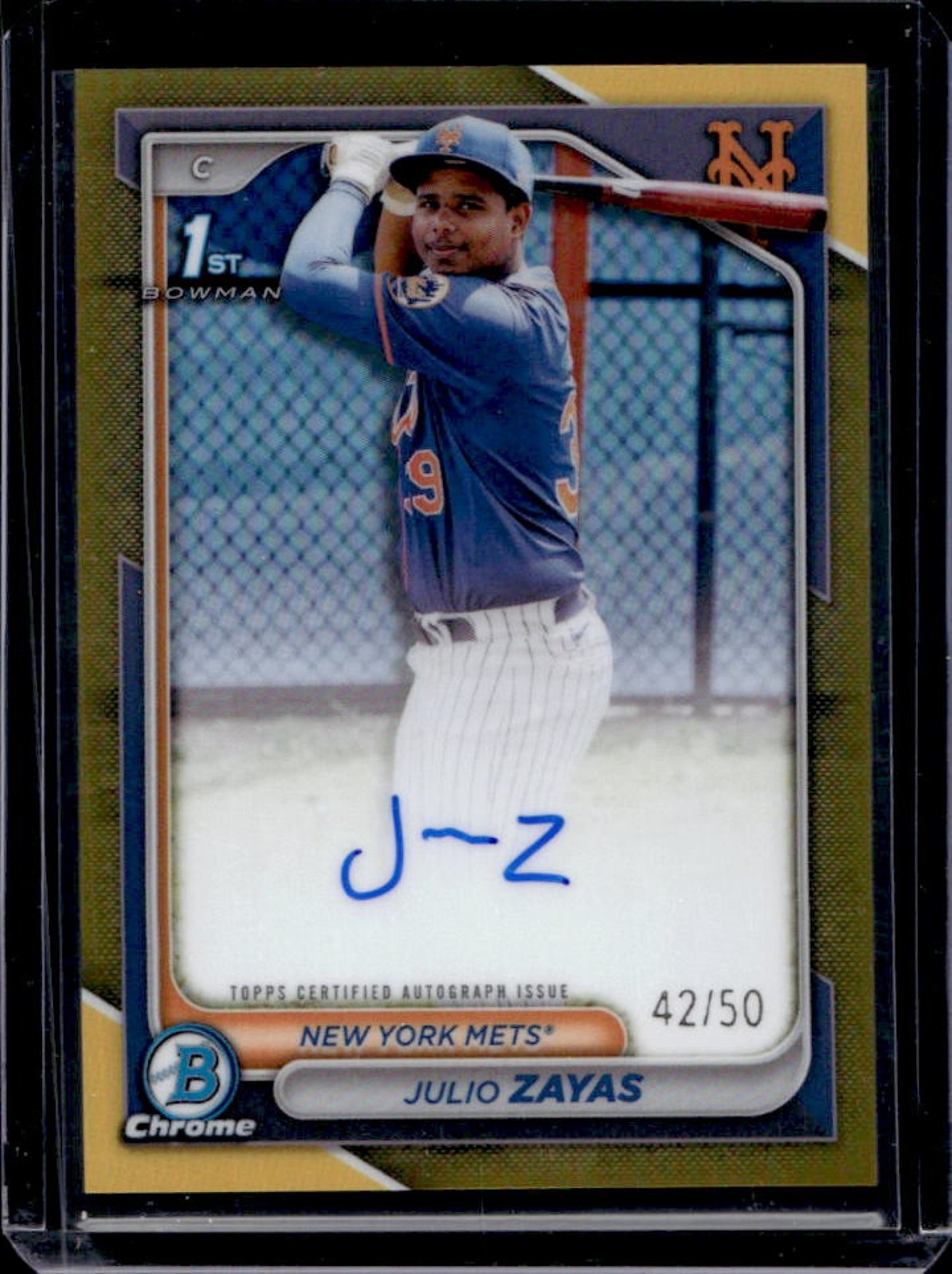 2024 Bowman Chrome Julio Zayas Auto Gold Refractor 1st #42/50 Mets