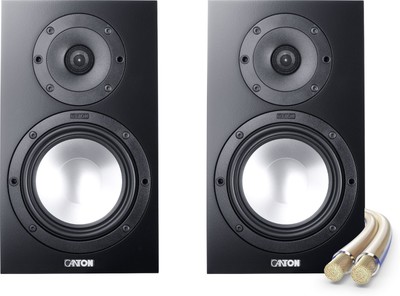 Canton GLE 426.2 Regal Lautsprecher Paar Schwarz 2-Wege HiFi 70 Watt Kabel Set