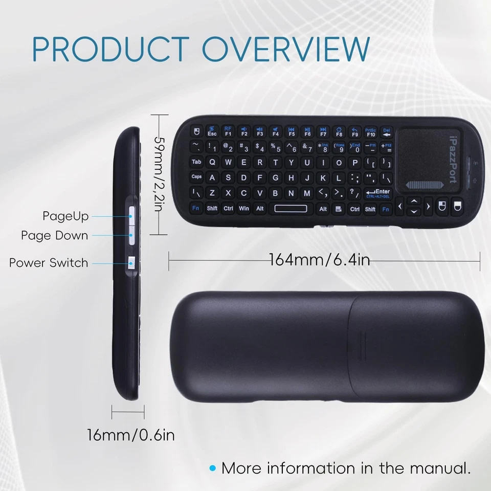 iPazzPort: 2.4G+Bluetooth mini keyboard with touchpad, portable, lightweight. - Image 4 of 4