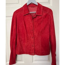 Gimo’s Red 100% Pelle Leather Button Front Jacket Women's Size FR 48 / US 14