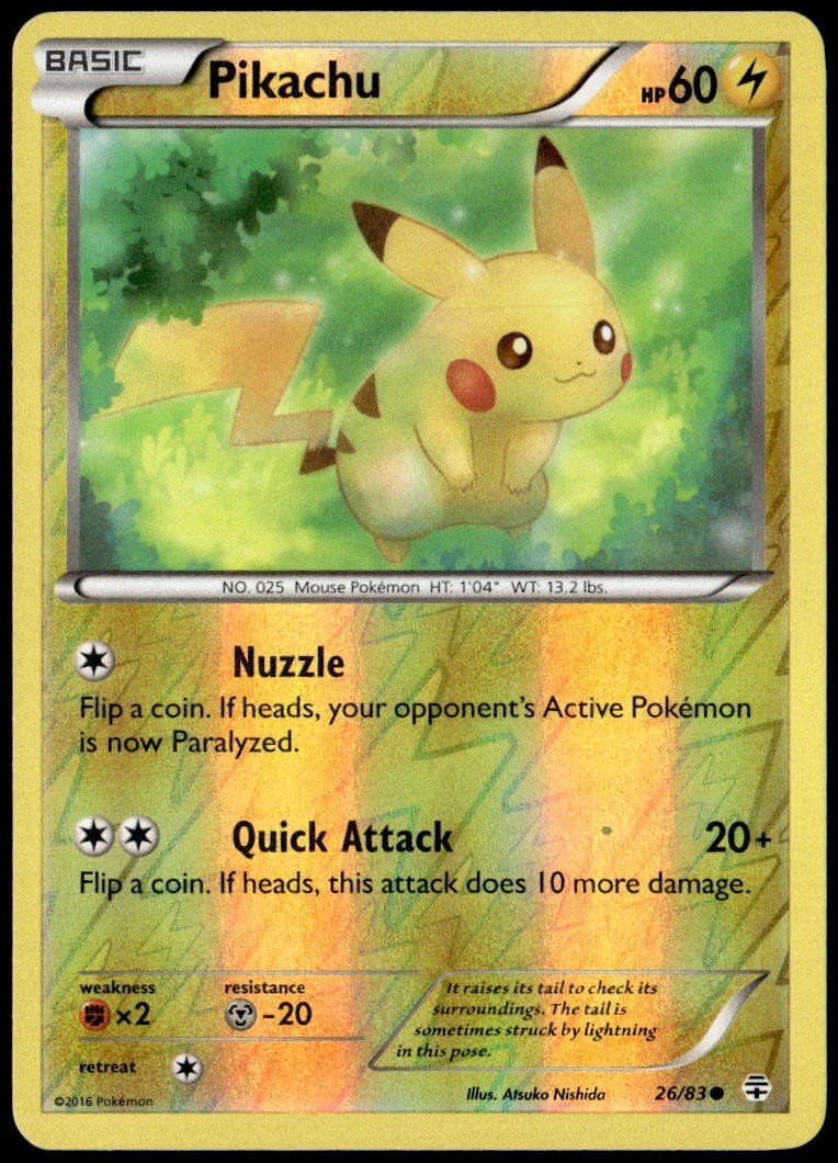 Pokemon TCG Generations Pikachu Common Reverse Holo Card 26/83 LP E1