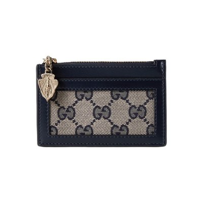 Gucci leather and canvas wallet for women 4.5×0.59×2.95 in