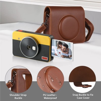Brown Portable Instant Camera Bag Camera Case Retro Style PU Leather Carryi DON
