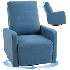 HOMCOM Poltrona Relax Reclinabile Manualmente, Girevole e Funzione Dondolo Blu