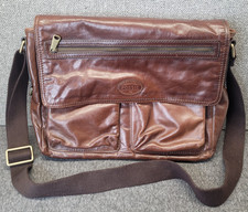 Fossil Brown Distressed Leather Transit Messenger Bag Shoulder Crossbody Laptop