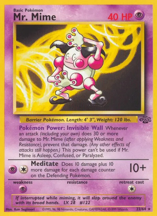 Mr. Mime - 22/64 - Pokemon Jungle Unlimited Rare Card WOTC NM