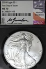 2024 NGC MS70 AMERICAN SILVER EAGLE FIRST DAY OF ISSUE #B52748