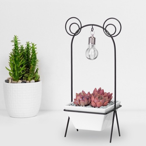 Simple Animal Shape Ceramic Plant Flower Pot Bracket Display Holder With Bulb - Picture 8 of 9
