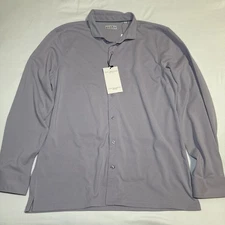 Ike Behar Mens Cool Knit Pique Shirt Size XL Lavender Button Up Long Sleeve NWT