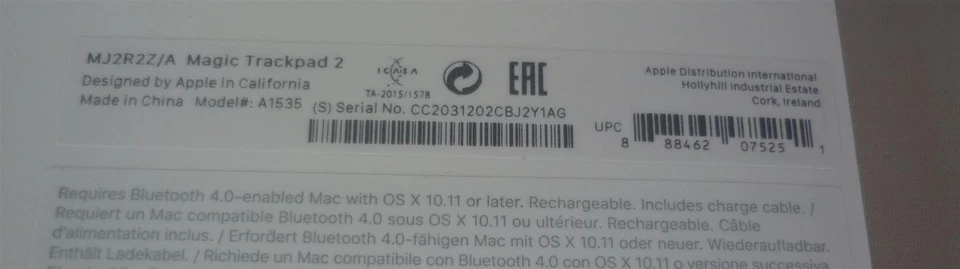 Apple Magic Trackpad 2 (Wireless, Rechargable) - White - New - Image 4 of 4