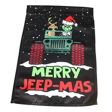 Merry Jeep-mas Premium Garden Flag Double Sided, Merry Christmas Happy New 