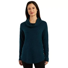 AB Studio Womens Sweater Teal Knit Cowl Neck Tunic Long Sleeve Pullover XXL NWT