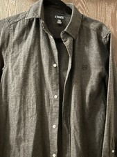 Chaps Boys Size Large L 14-16 Long Sleeve Button Down Shirt Dark Gray Soft