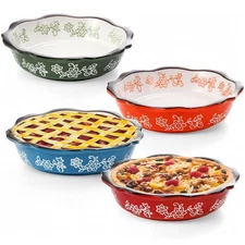 Best Cedilis 4 Pack Ceramic Mini Pie Pans, 6 inch Pot Pies Pan with Fluted Rims