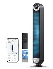 DREO 20dB Smart Silent Tower Fan, 8.5m/s Velocity Standing Fan for Bedroom, 9