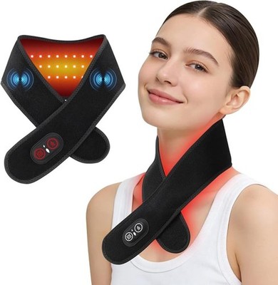 660nm & 850nm Red Light Therapy Neck Massager Wrap Heating Vibration Pain Relief