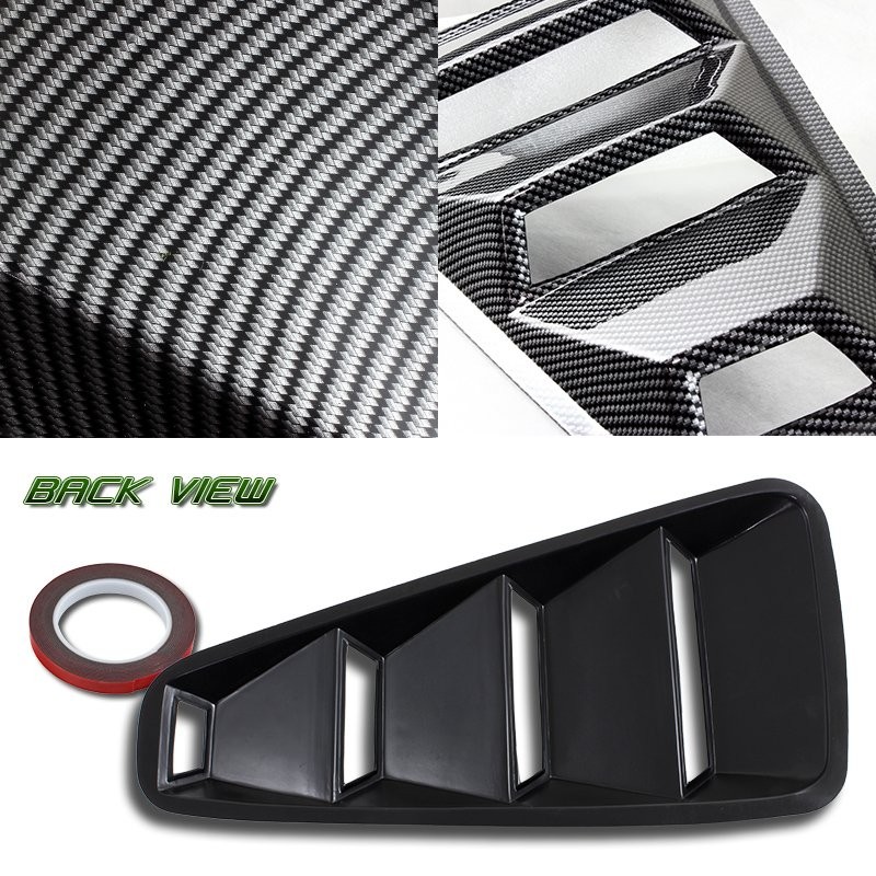 FIT FORD MUSTANG CARBON STYLE SIDE 1/4 QUARTER WINDOW LOUVERS SCOOP COVER VENT