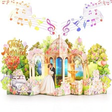 Pop Up Wedding Card with Music  Lights, 3D Large Wedding Greeting Cards for ...