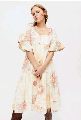 Urban Outfitters UO Sun Moon Total Eclipse Midi Dress Boho Festival XS celestial