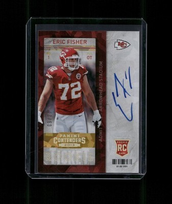 2013 Panini Contenders Eric Fisher #138 Cracked Ice Rookie Ticket Auto /21 (G)