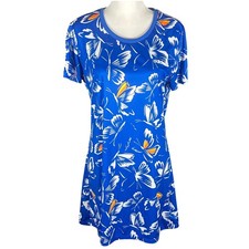 adidas x Farm Rio Dress Womens Large Blue Butterfly Print T-Shirt Mini Athletic