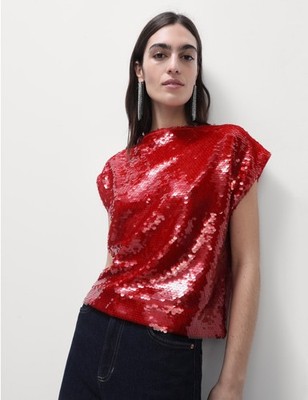 Marks & Spencer Womens Red Slash Short sleeved Women Top - M&S