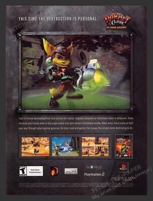 Ratchet & Clank: Up Your Arsenal Close Up Video Game Print Advertisement 2005