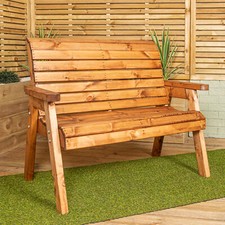Charles Taylor Hand Made Traditional 2 Seater Wooden Garden Bench Furniture