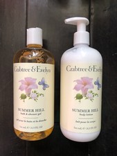 2x Set 16.9 oz ea Crabtree Evelyn Summer Hill Body Lotion Bath Shower Gel