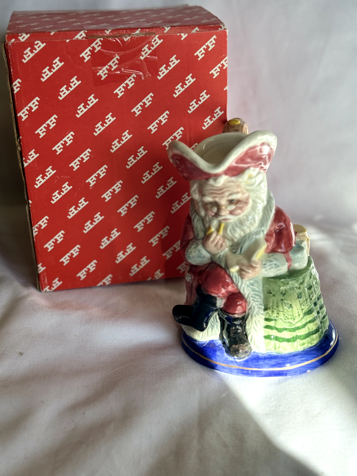 VTG FITZ AND FLOYD STAFFORDSHIRE CHRISTMAS TOBY JUG SANTA W/BOX 1992