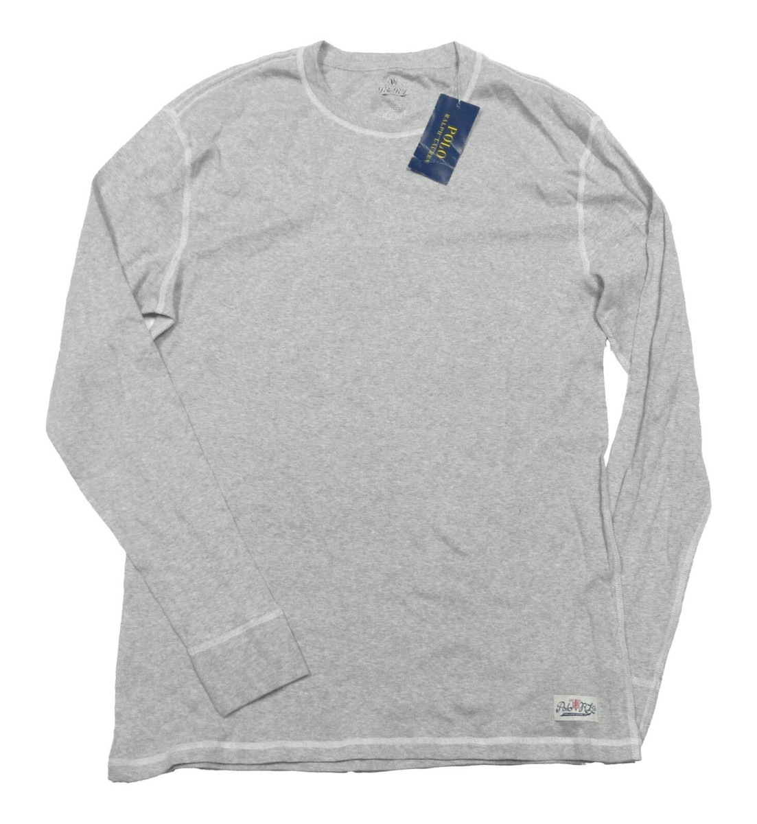 Polo Ralph Lauren Men's Grey Logo Graphic Crew-Neck Waffle Knit