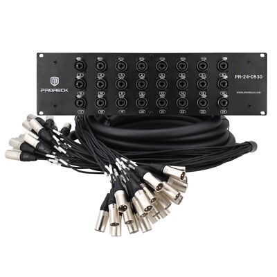 proreck 24Channel Rack Mount Splitter Snake Cable XLR-TRS Combo 5ftx30ft