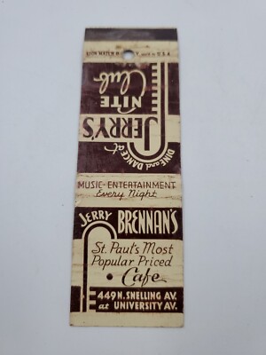 Jerry Brennan's Cafe St Paul Minnesota Matchbook Cover