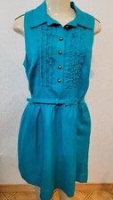 ELIZA J WOMEN' GREEN BUTTON DOWN BELTED SLEEVELESS DRESS SIZE 10 # A390