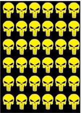 Yellow - 36 Punisher 1" High Vinyl Decals Phone Laptop Gun Helmet