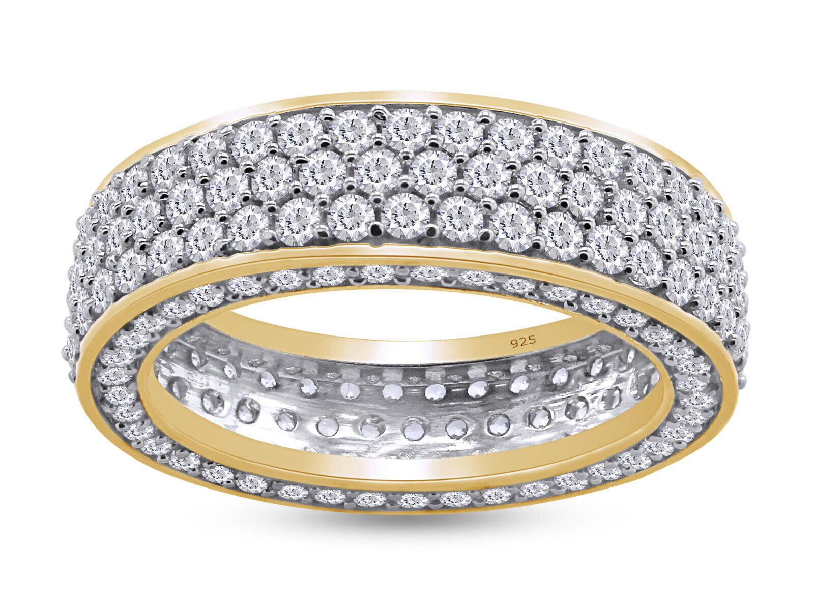 Eternity Wedding Band 925 Sterling Silver Round Simulated Diamond Ring-image