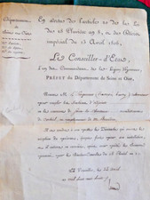 EMPIRE 1808 lettre nomination d'adjoint au maire commune de Saulx les Chartreux