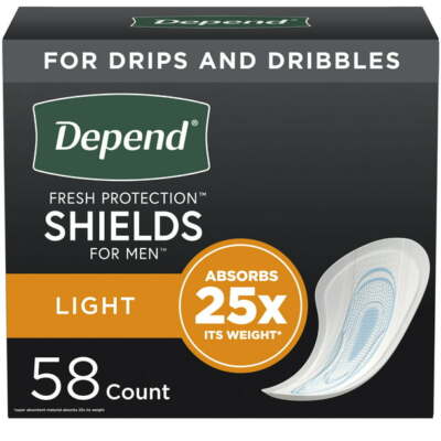 Depend Fresh Protection Incontinence Shields Light Guard for Men, 58 Ct  