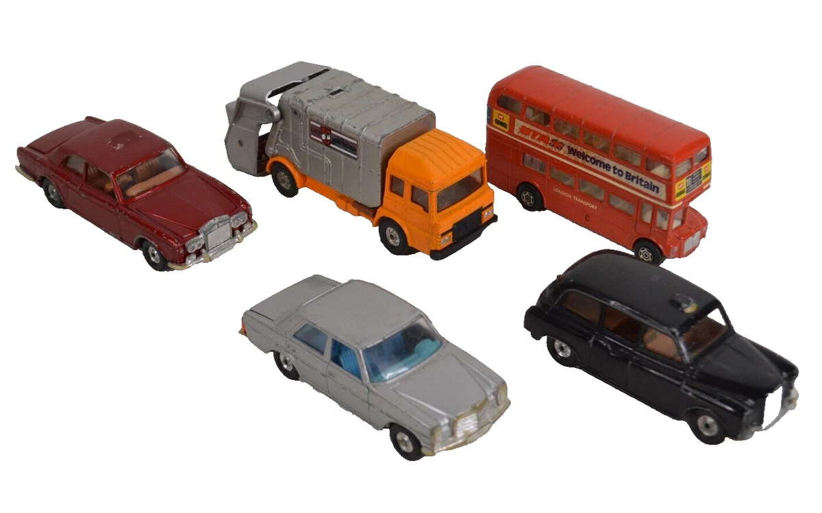 Lot of 5 Corgi Cars Trucks London Bus Taxi Mercedes 240D Rolls